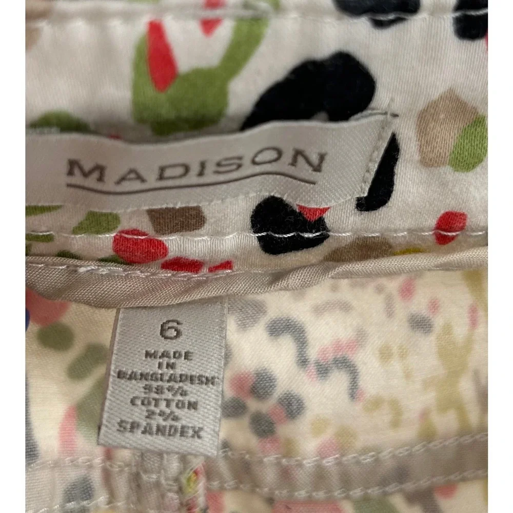 Madison Womens Leopard Animal‎ Print Cropped Pants Multi Color Size 6